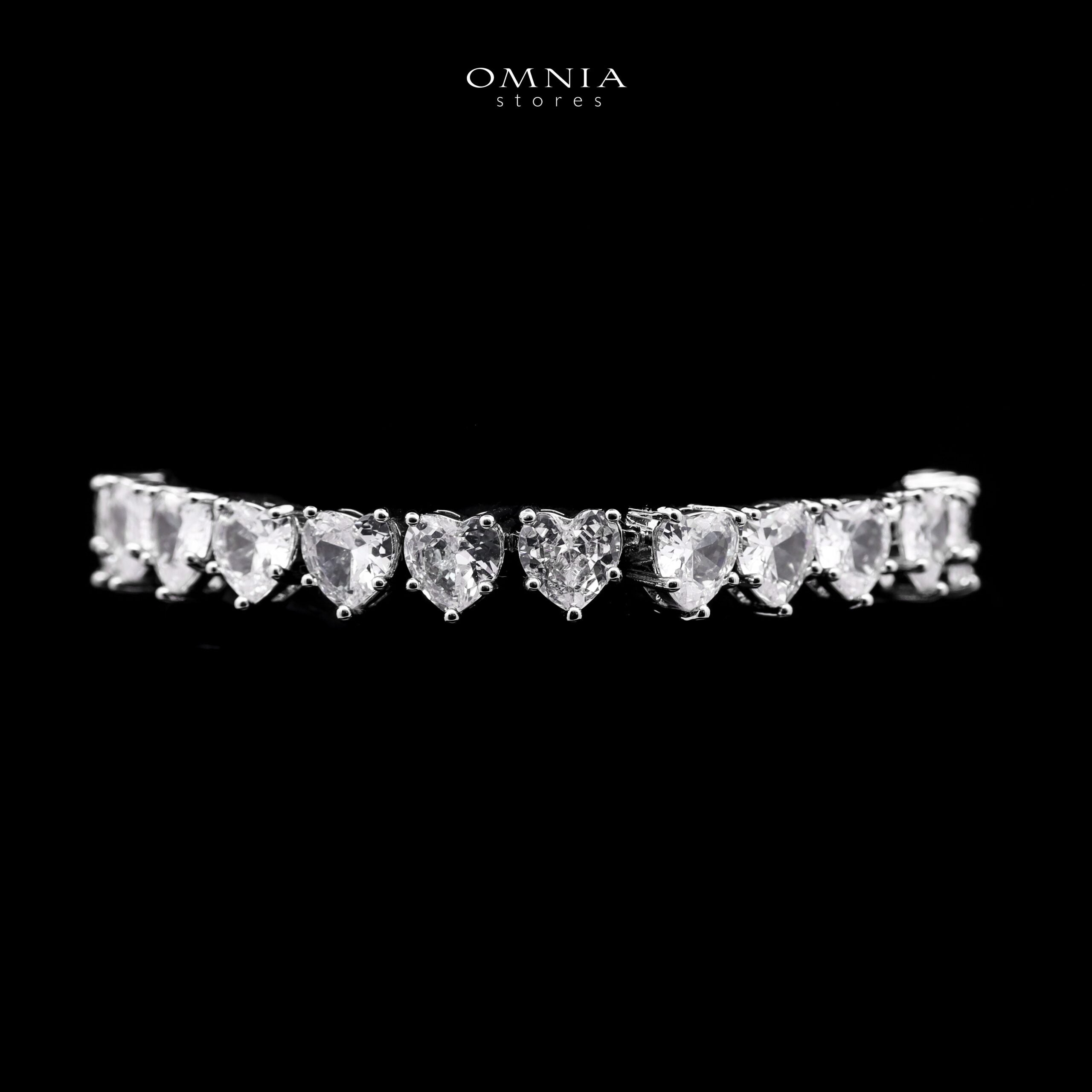 Omnia Donatella White Bridal Full Set with Heart-Cut High-Quality Simulated Diamonds Rhodium Plated - OMNIASTORES KSA