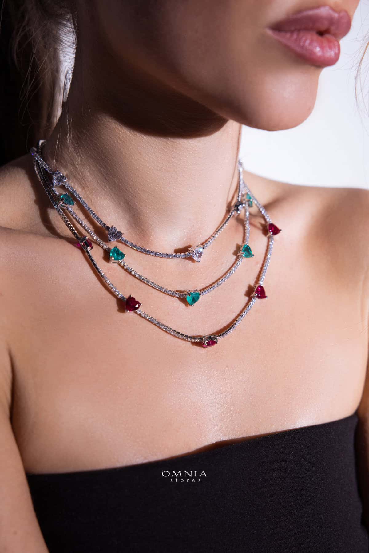Omnia Louise Red Necklace 92.5 Silver In High Quality Simulated diamonds - OMNIASTORES UAE