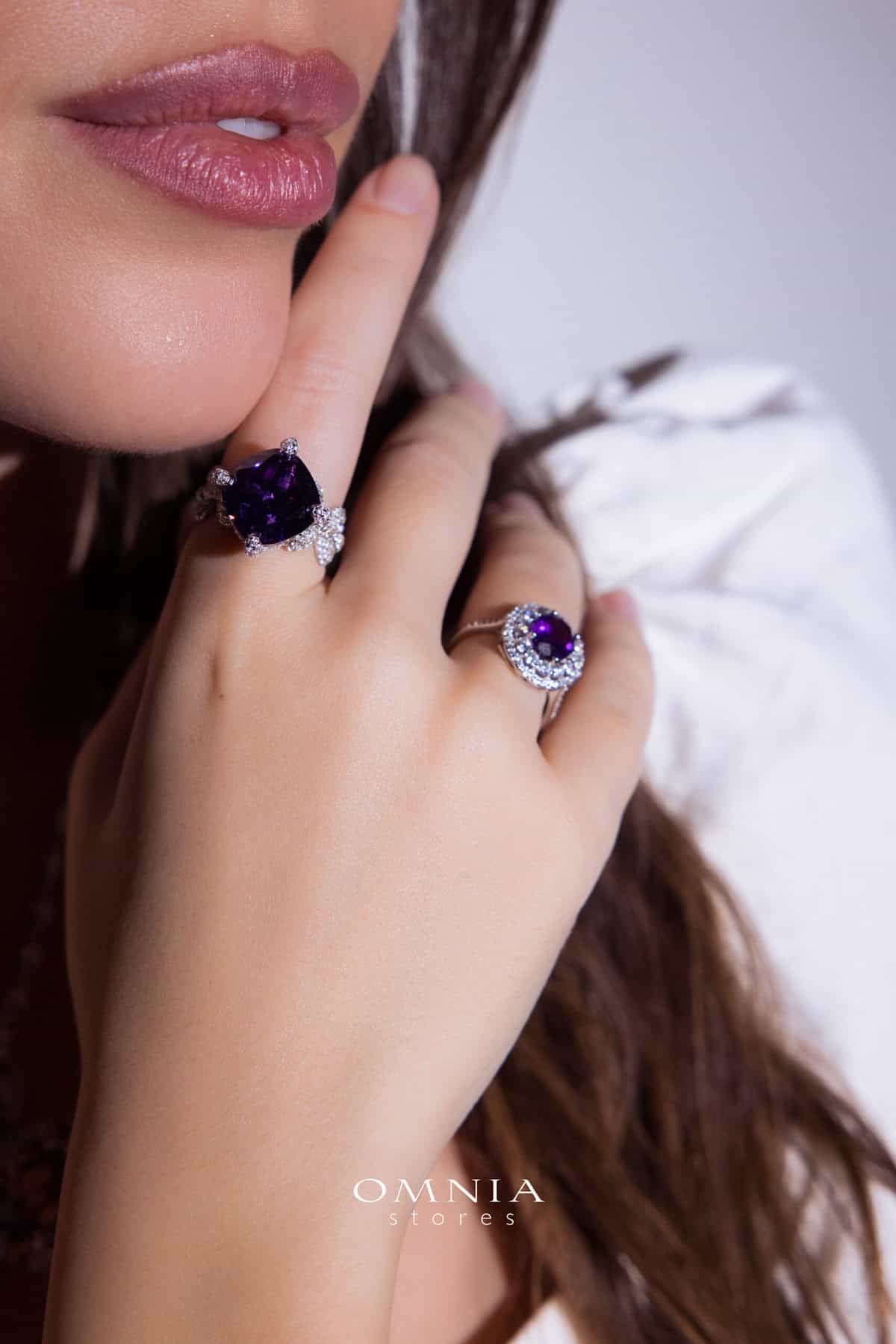 Omnia Farhana Ring 92.5 Silver High Quality Simulated diamonds - OMNIASTORES UAE