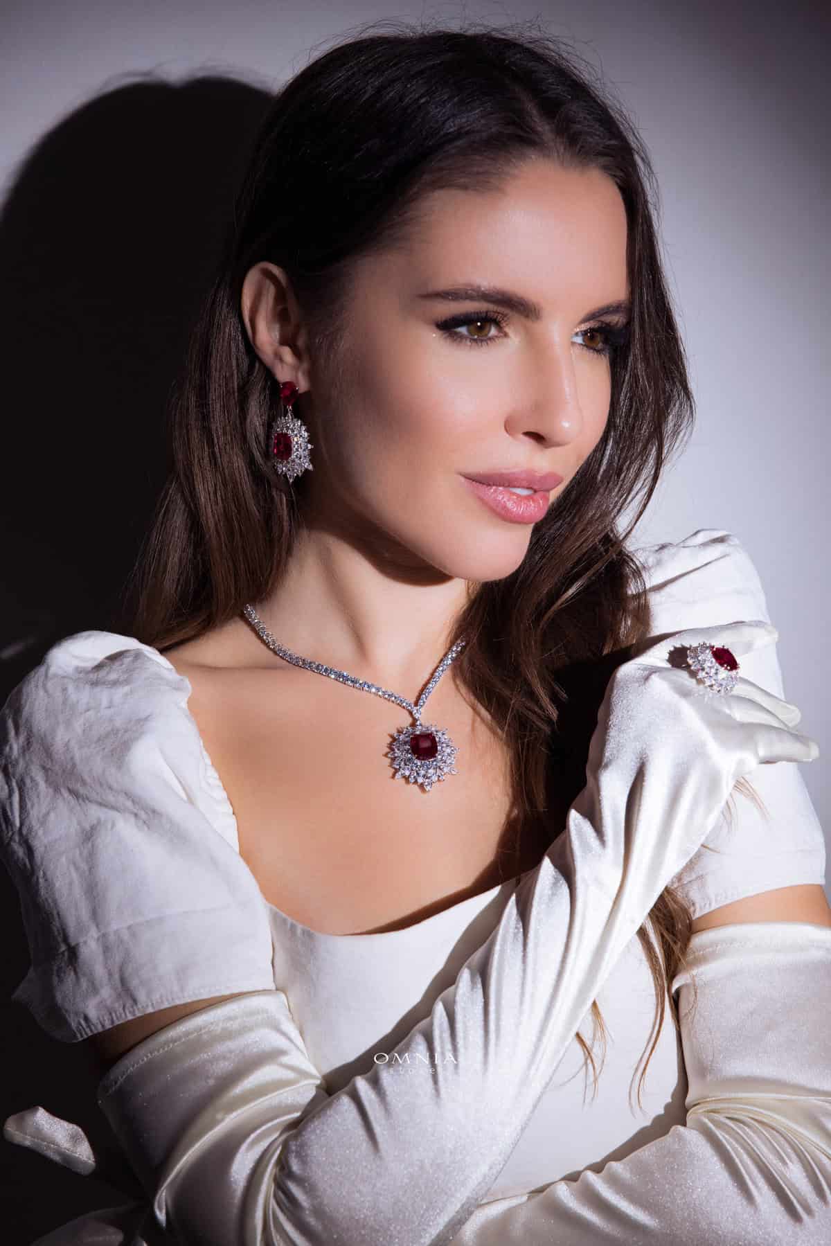 Omnia Thalia Red Ring 92.5 Silver in High Quality Simulated diamonds - OMNIASTORES UAE