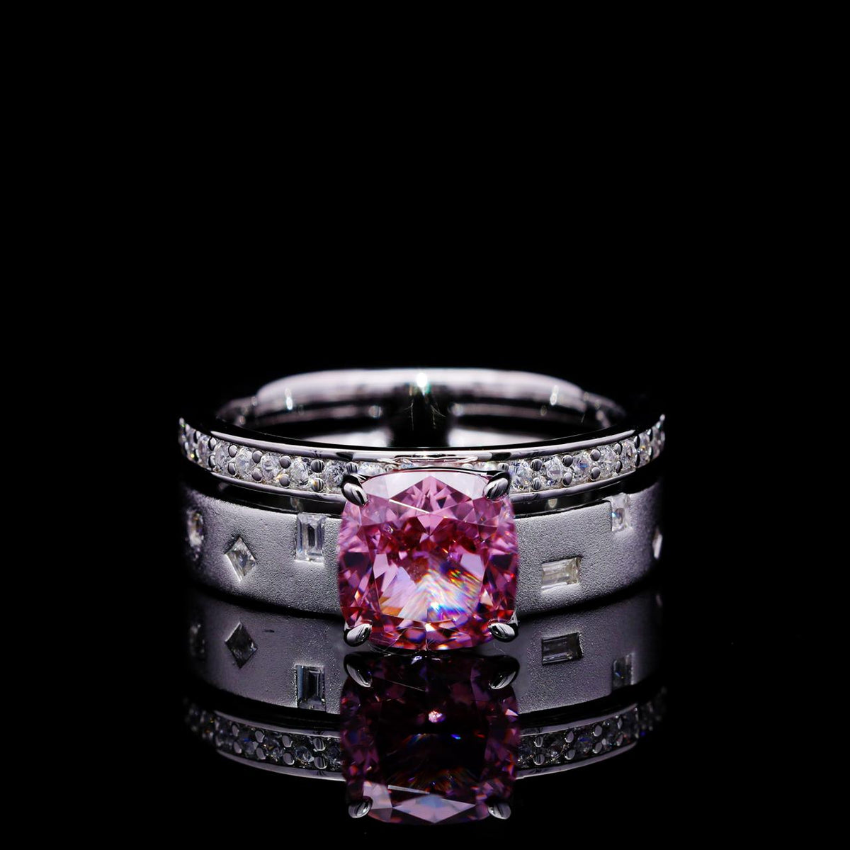 Ibtinah Pink Ring with Certificate | High-Quality Simulated Diamonds in 925 Sterling Silver