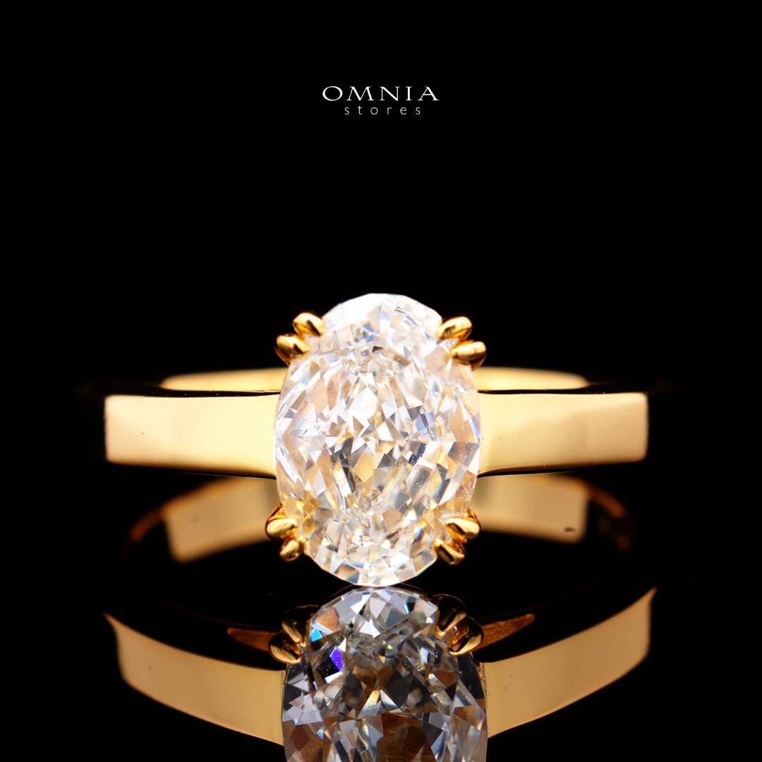 Omnia Asra Gold Ring In 925 Silver High Quality Certified Lab Crafted Oval Stones 4.48Ct - OMNIASTORES KSA