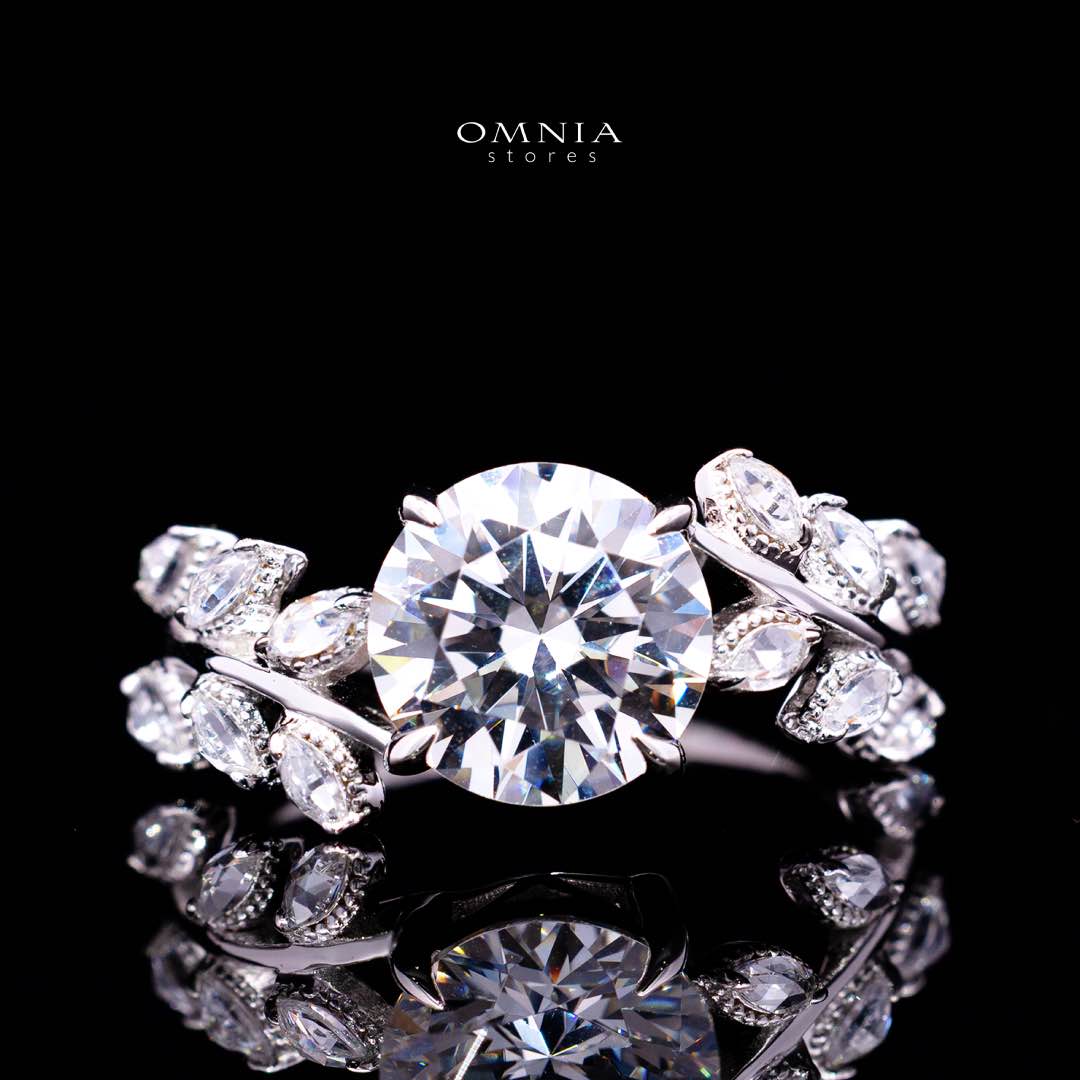 Negar White Ring In 925 Silver High Quality Certified Lab Crafted Stones - OMNIASTORES KSA