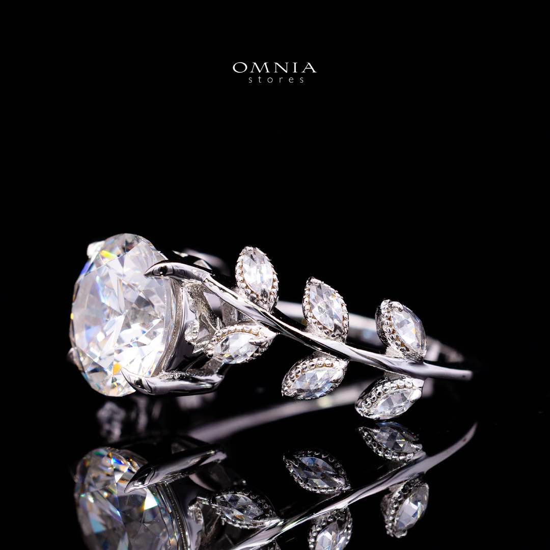 Negar White Ring In 925 Silver High Quality Certified Lab Crafted Stones - OMNIASTORES KSA