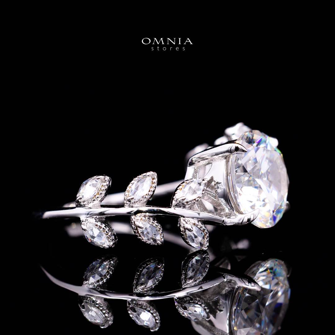 Negar White Ring In 925 Silver High Quality Certified Lab Crafted Stones - OMNIASTORES KSA