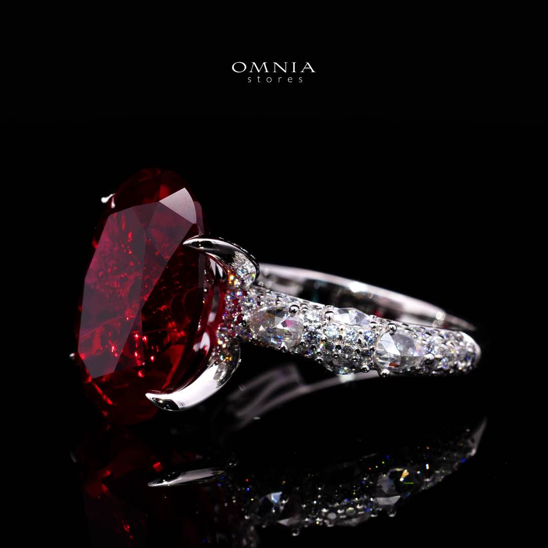 Omnia Hidaya Red Silver Ring In 925 Silver High Quality Certified Lab Crafted Stones - OMNIASTORES KSA
