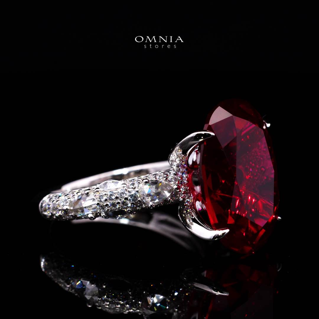Omnia Hidaya Red Silver Ring In 925 Silver High Quality Certified Lab Crafted Stones - OMNIASTORES KSA