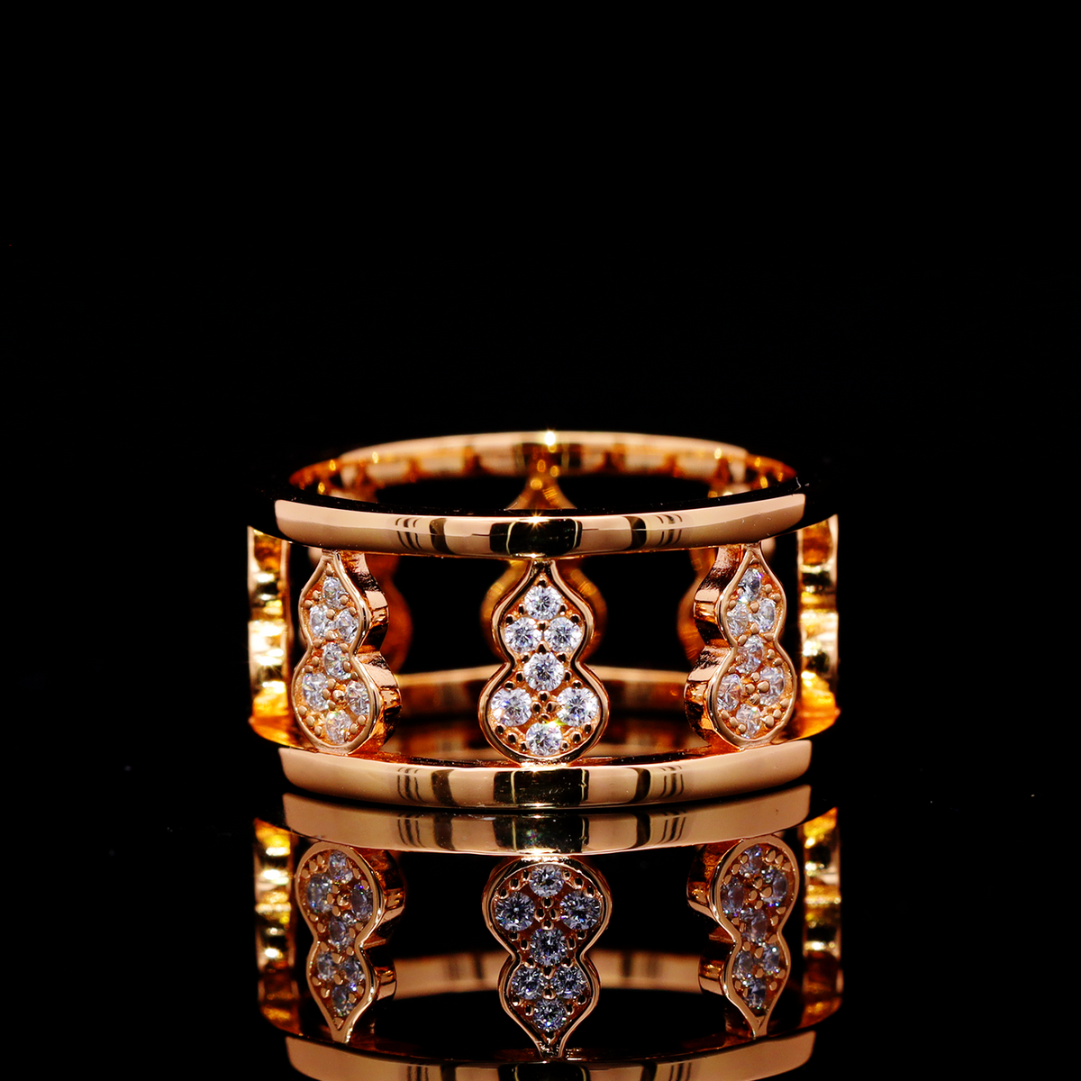 Omnia Nayirah Rose Gold Ring In 925 Silver High Quality Certified Lab Crafted Stones
