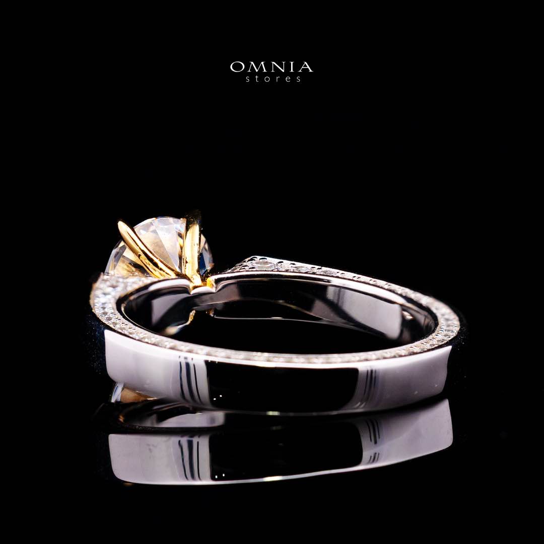 Omnia Mahnoor Gold With Silver Ring In 925 Silver High Quality Certified Lab Crafted Stones - OMNIASTORES KSA