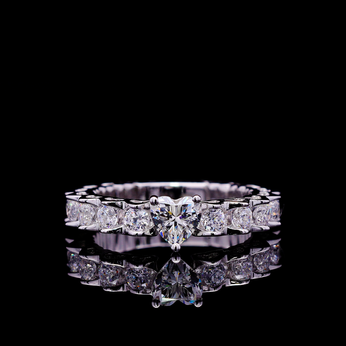 Omnia Ayshan White Heart Shape Ring In 925 Silver High Quality Certified Lab Crafted Stones 0.5Ct