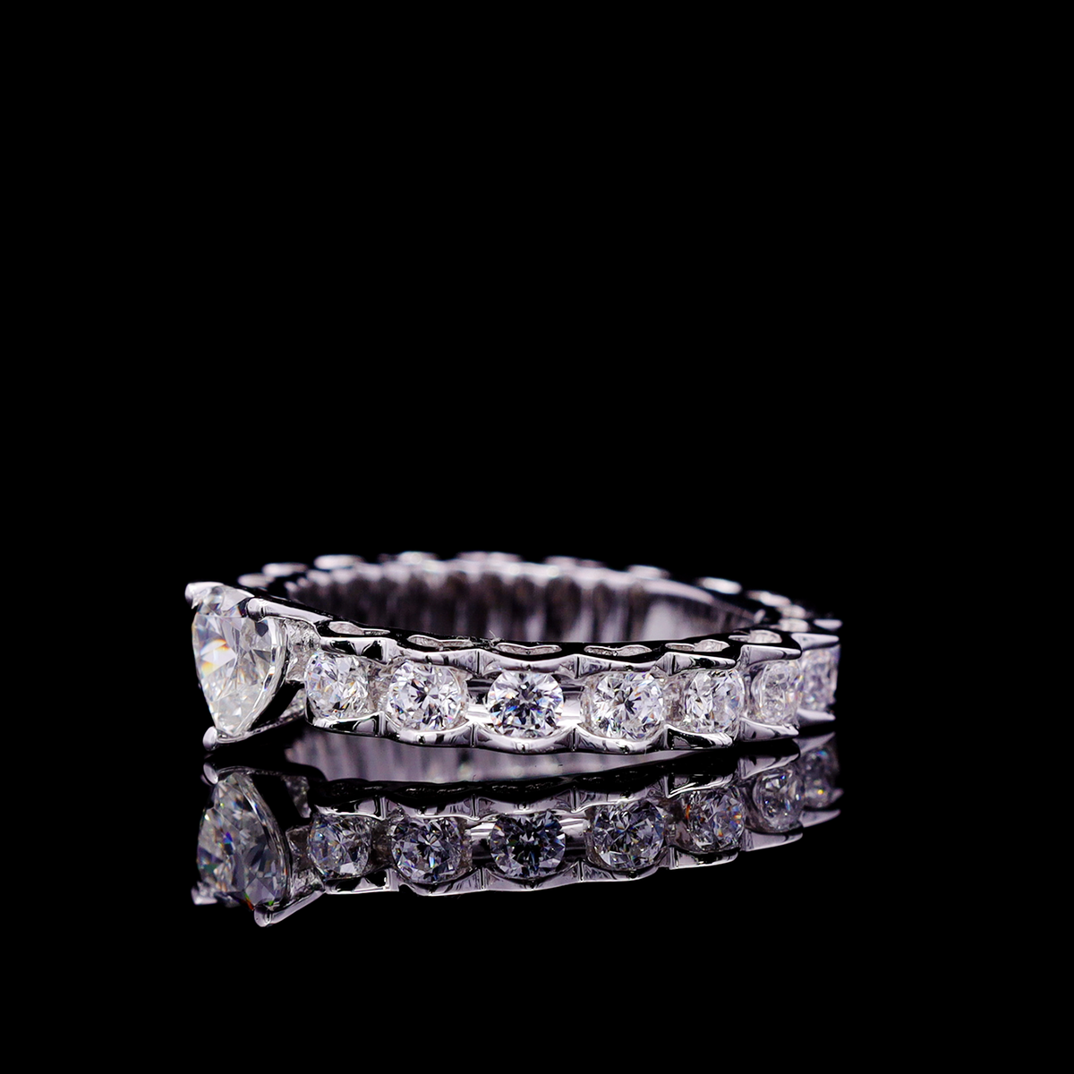 Omnia Ayshan White Heart Shape Ring In 925 Silver High Quality Certified Lab Crafted Stones 0.5Ct