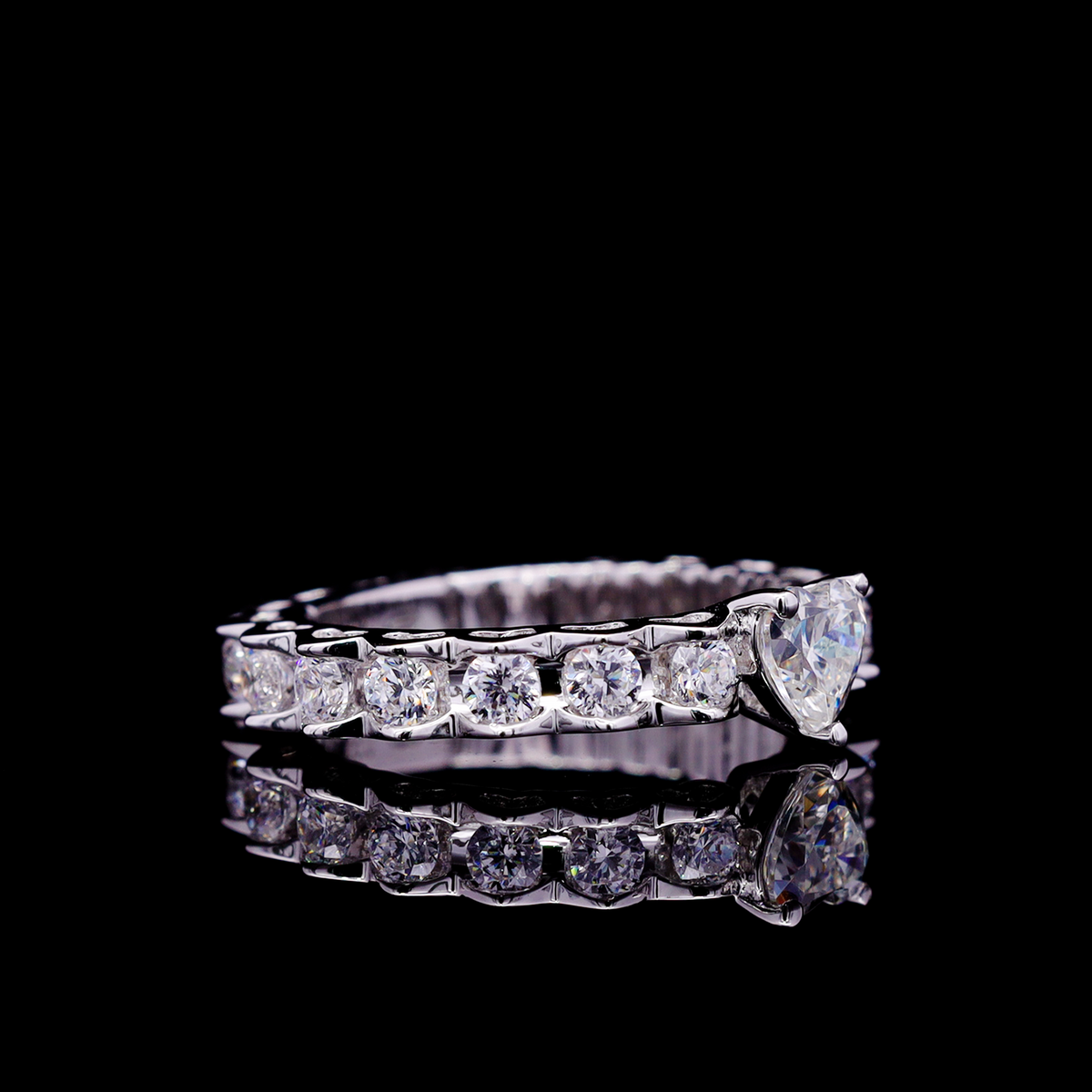 Omnia Ayshan White Heart Shape Ring In 925 Silver High Quality Certified Lab Crafted Stones 0.5Ct