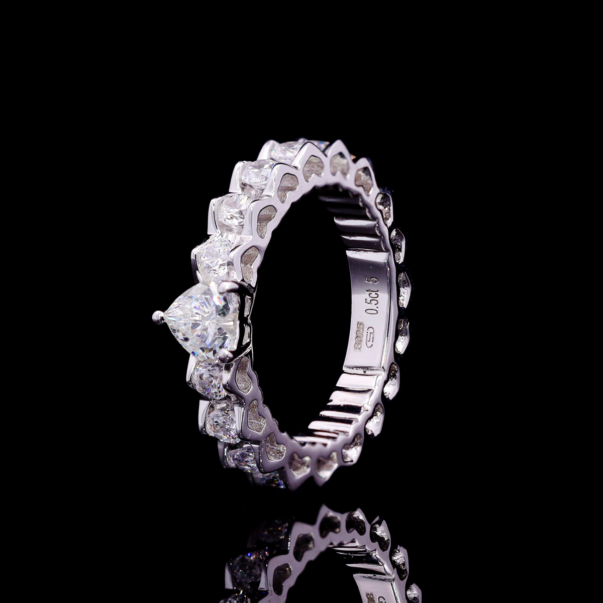 Omnia Ayshan White Heart Shape Ring In 925 Silver High Quality Certified Lab Crafted Stones 0.5Ct