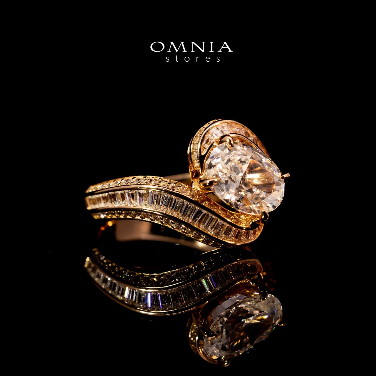 Omnia Rameen Rose Gold Twist Ring In 925 Silver High Quality Certified Lab Crafted Oval Cut Stones 3.5Ct - OMNIASTORES KSA