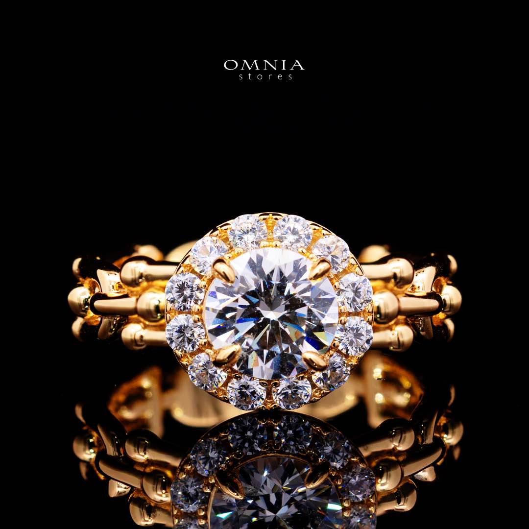 Omnia Shifaa Gold Ring In 925 Silver High Quality Certified Lab Crafted Round Cut Stones 1.25Ct - OMNIASTORES KSA