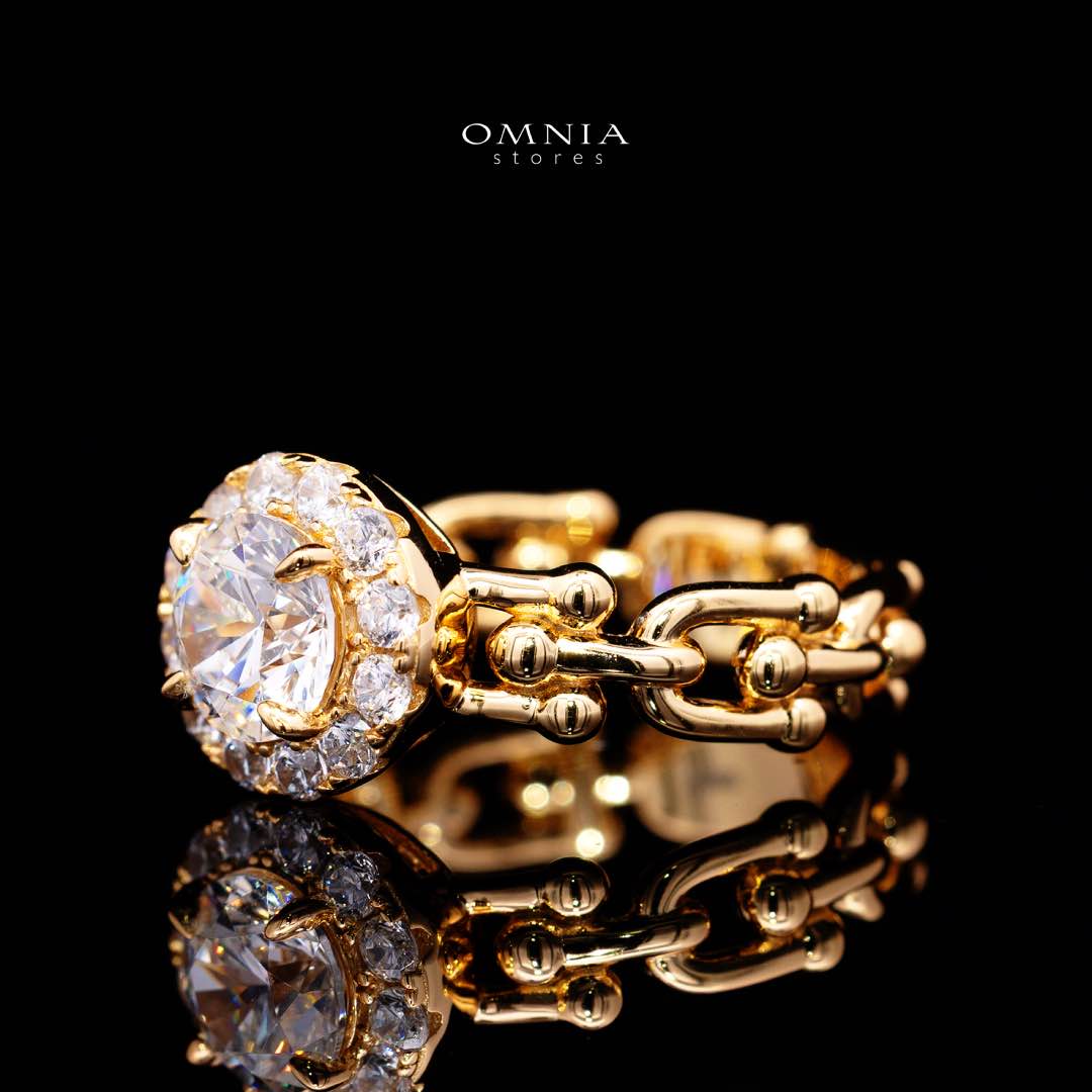 Omnia Shifaa Gold Ring In 925 Silver High Quality Certified Lab Crafted Round Cut Stones 1.25Ct - OMNIASTORES KSA