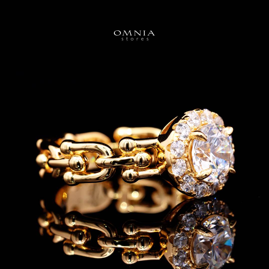 Omnia Shifaa Gold Ring In 925 Silver High Quality Certified Lab Crafted Round Cut Stones 1.25Ct - OMNIASTORES KSA