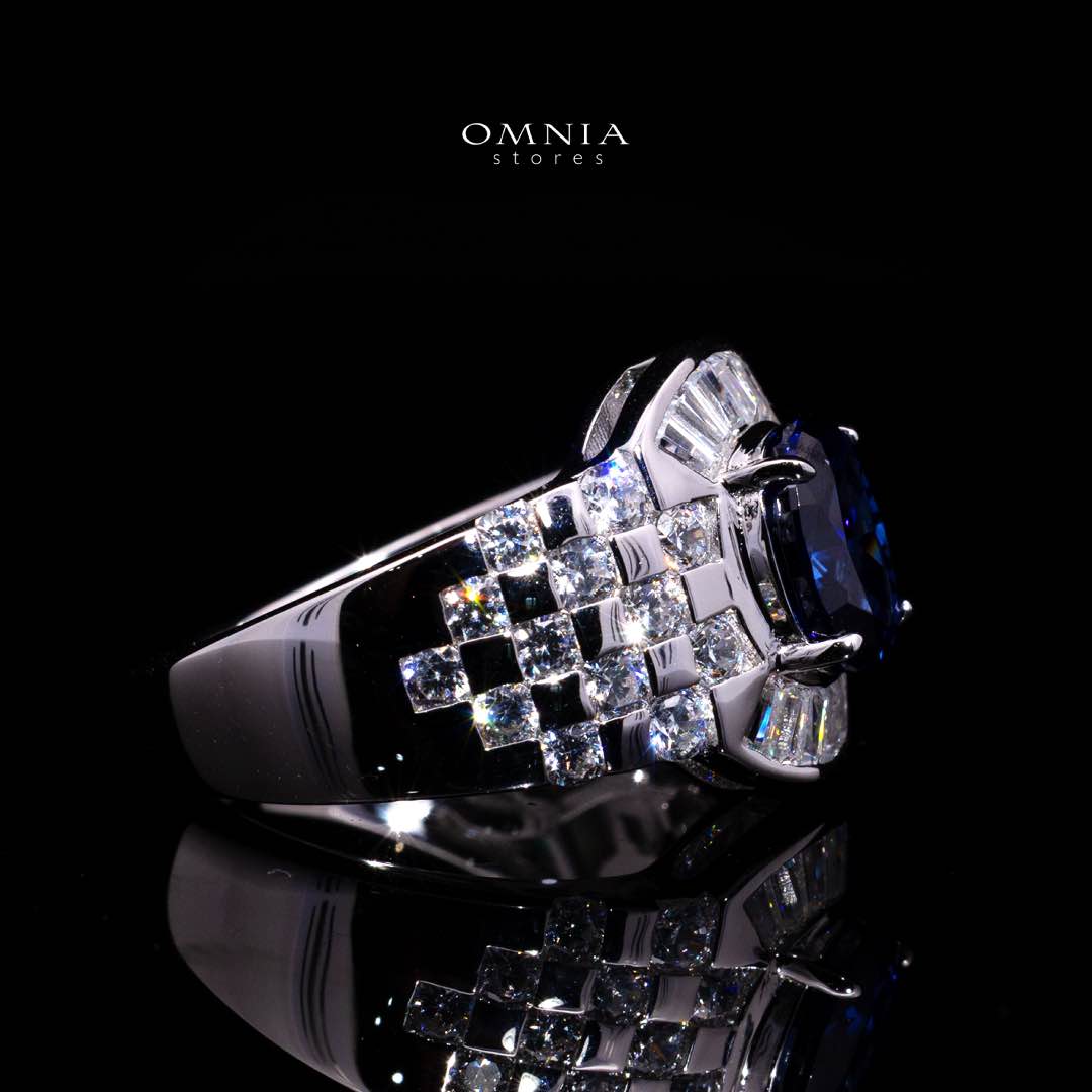 Omnia Zareena Blue Silver Ring In 925 Silver High Quality Certified Lab Crafted Stones - OMNIASTORES KSA