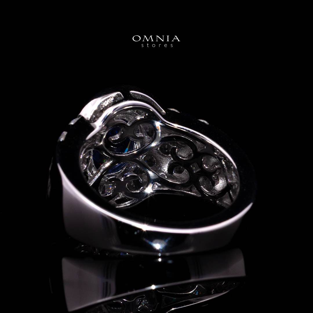 Omnia Zareena Blue Silver Ring In 925 Silver High Quality Certified Lab Crafted Stones - OMNIASTORES KSA