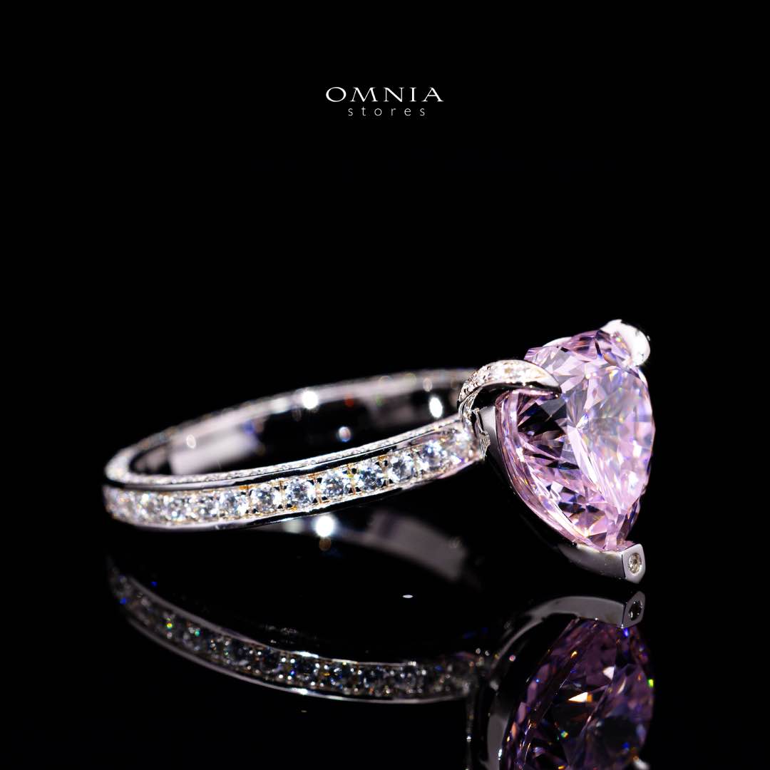 Eileen Heart Pink Certified Lab Crafted Ring With High Quality 925 Silver