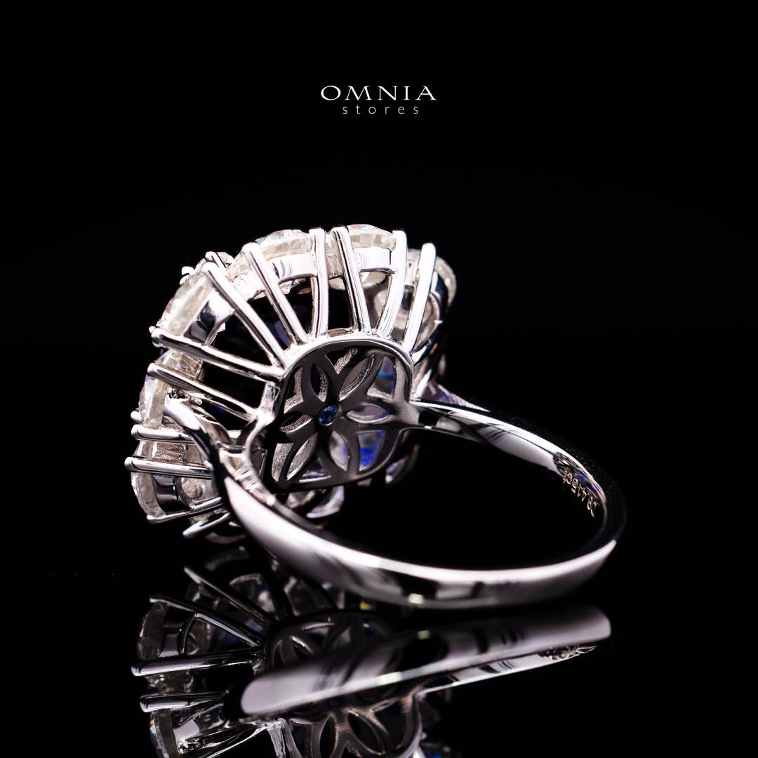 Omnia Hinza Blue Cushion Cut Ring With High Quality Certified Lab Crafted Stones In 925 Silver - OMNIASTORES KSA