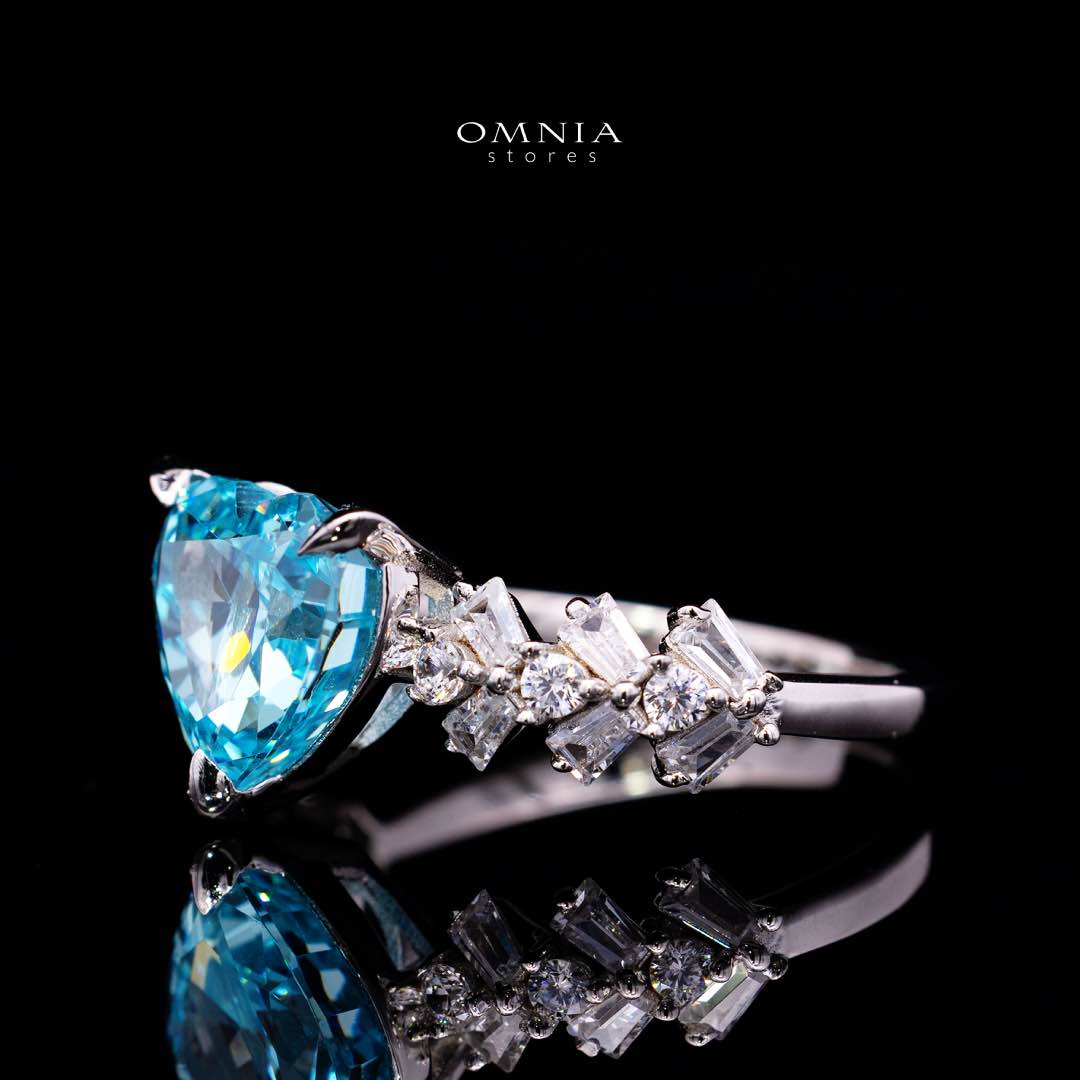 Omnia Saby Heart Sky Blue Heart Ring With High Quality Certified Lab Crafted Stones In 925 Silver - OMNIASTORES KSA