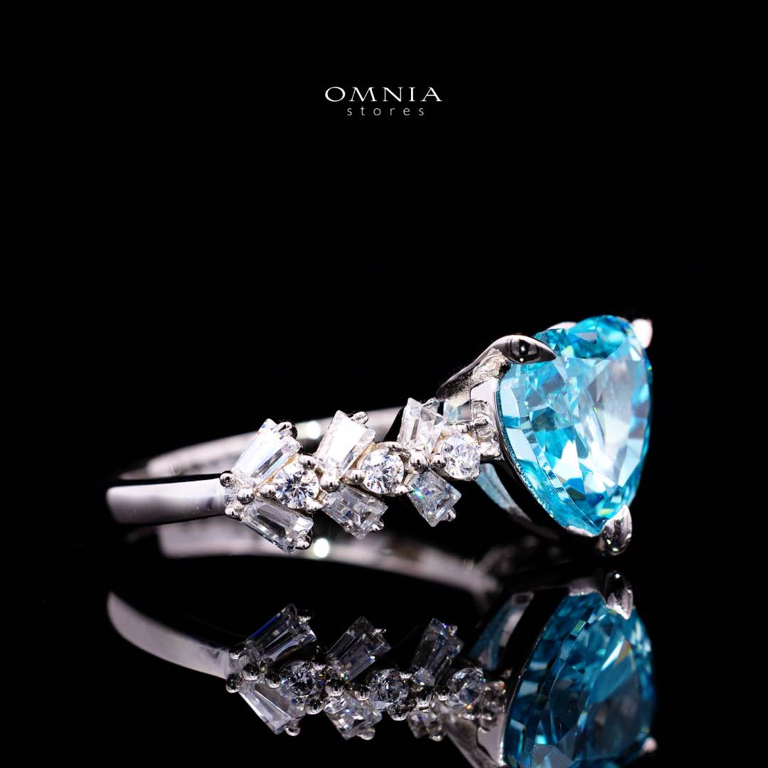 Omnia Saby Heart Sky Blue Heart Ring With High Quality Certified Lab Crafted Stones In 925 Silver - OMNIASTORES KSA