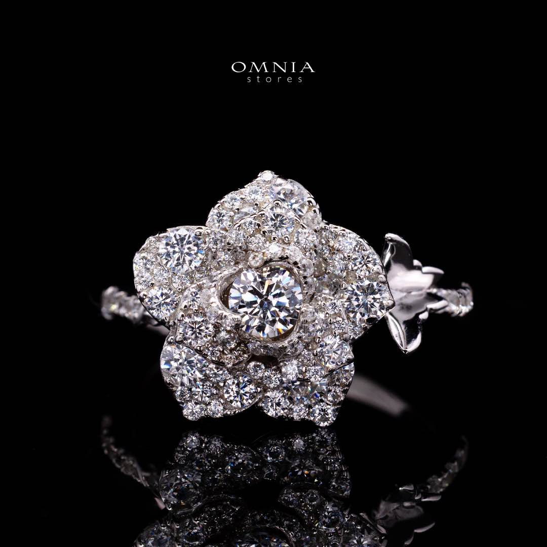 Omnia Haniya White Rose Ring In 925 Silver High Quality Certified Lab Crafted Stones - OMNIASTORES KSA