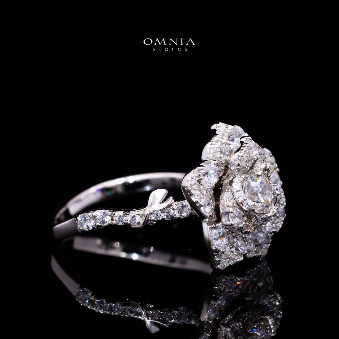 Omnia Haniya White Rose Ring In 925 Silver High Quality Certified Lab Crafted Stones - OMNIASTORES KSA