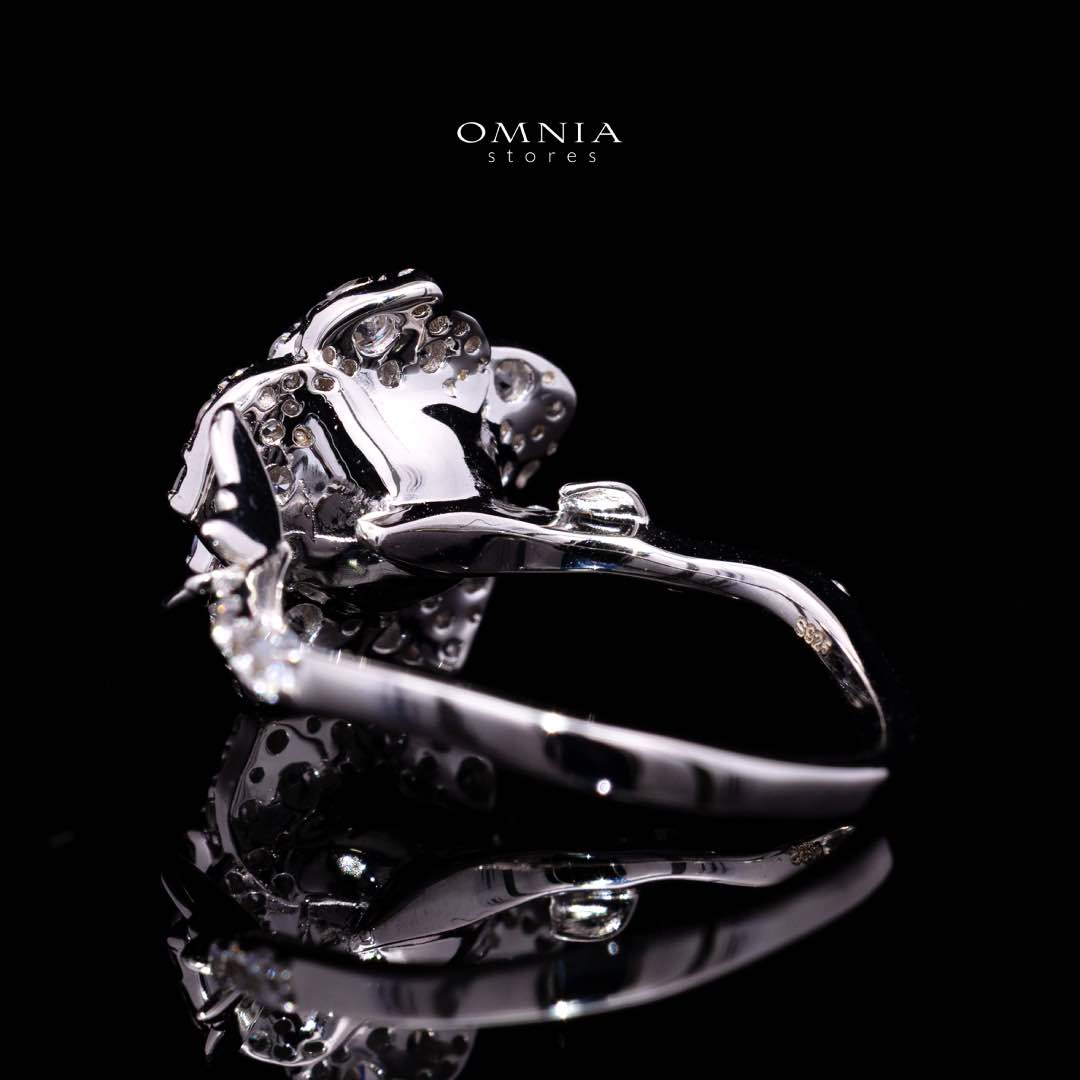 Omnia Haniya White Rose Ring In 925 Silver High Quality Certified Lab Crafted Stones - OMNIASTORES KSA
