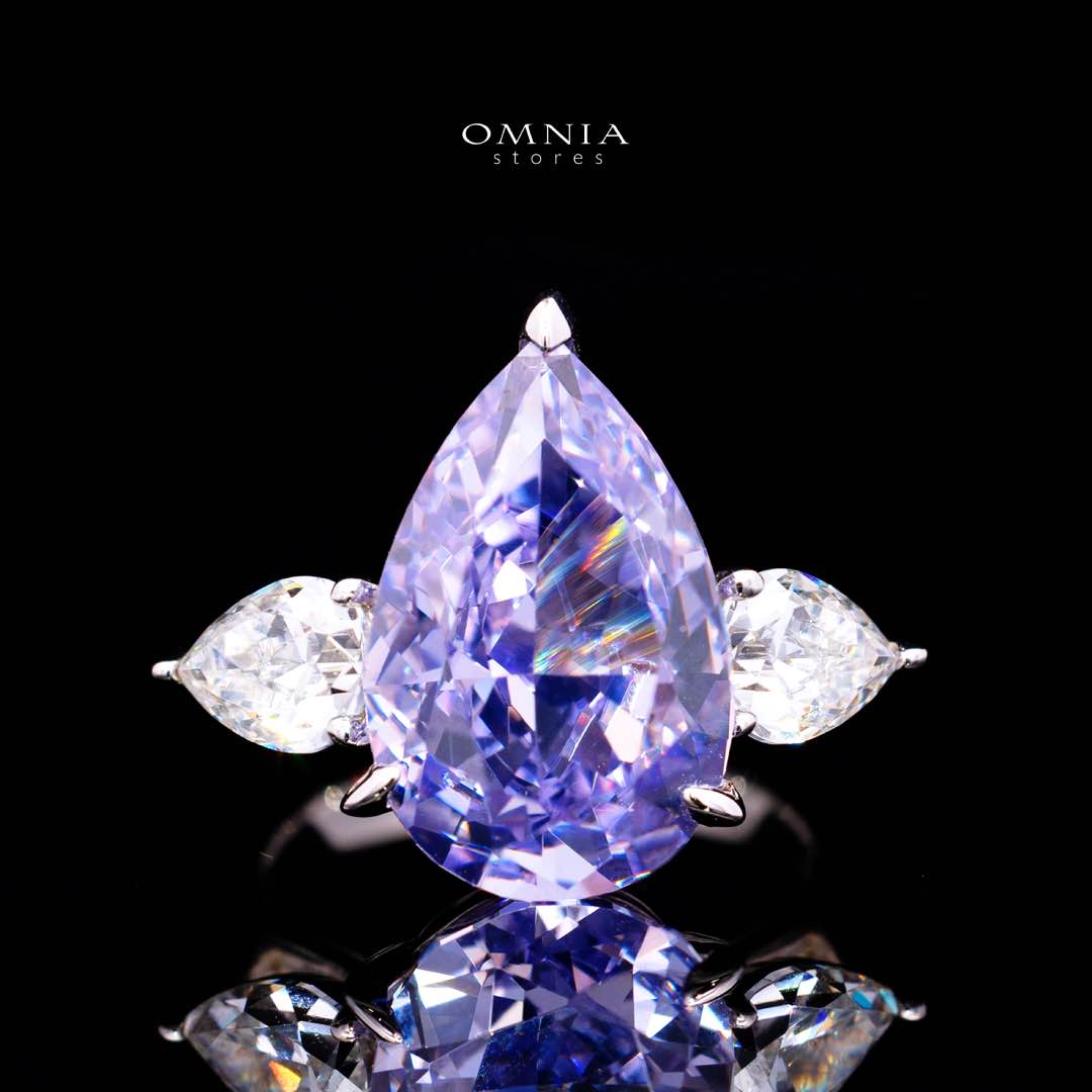 Omnia Nadira Light Purple and White Silver Ring In 925 Silver High Quality Certified Lab Crafted Stones 3.8Ct - OMNIASTORES KSA