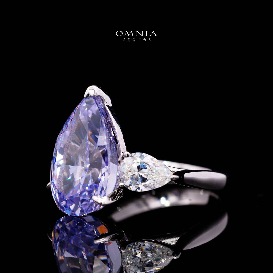 Omnia Nadira Light Purple and White Silver Ring In 925 Silver High Quality Certified Lab Crafted Stones 3.8Ct - OMNIASTORES KSA