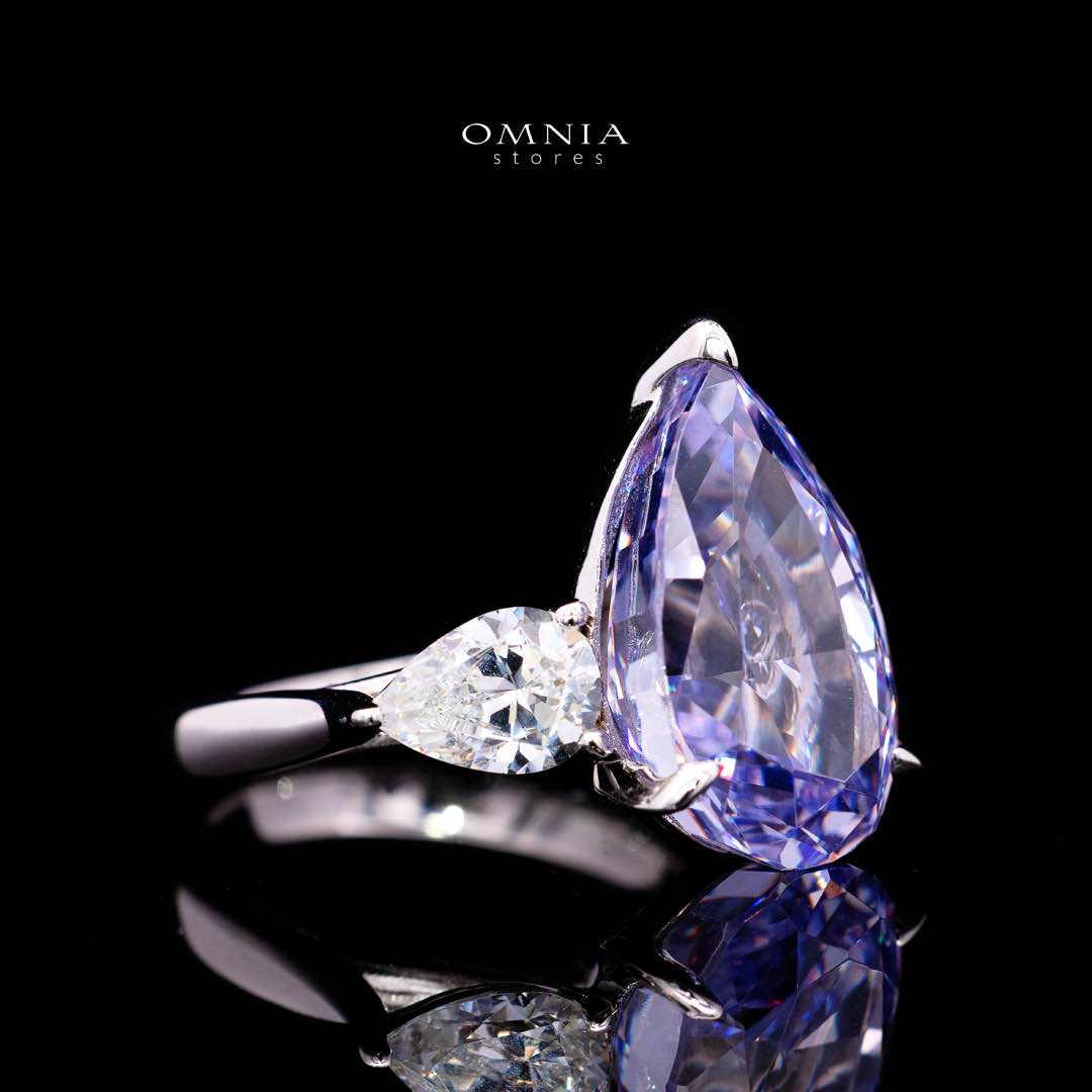 Omnia Nadira Light Purple and White Silver Ring In 925 Silver High Quality Certified Lab Crafted Stones 3.8Ct - OMNIASTORES KSA