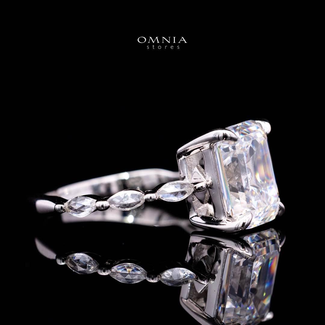Omnia Azka White Silver Ring In 925 Silver High Quality Certified Lab Crafted Stones 7.8Ct - OMNIASTORES KSA