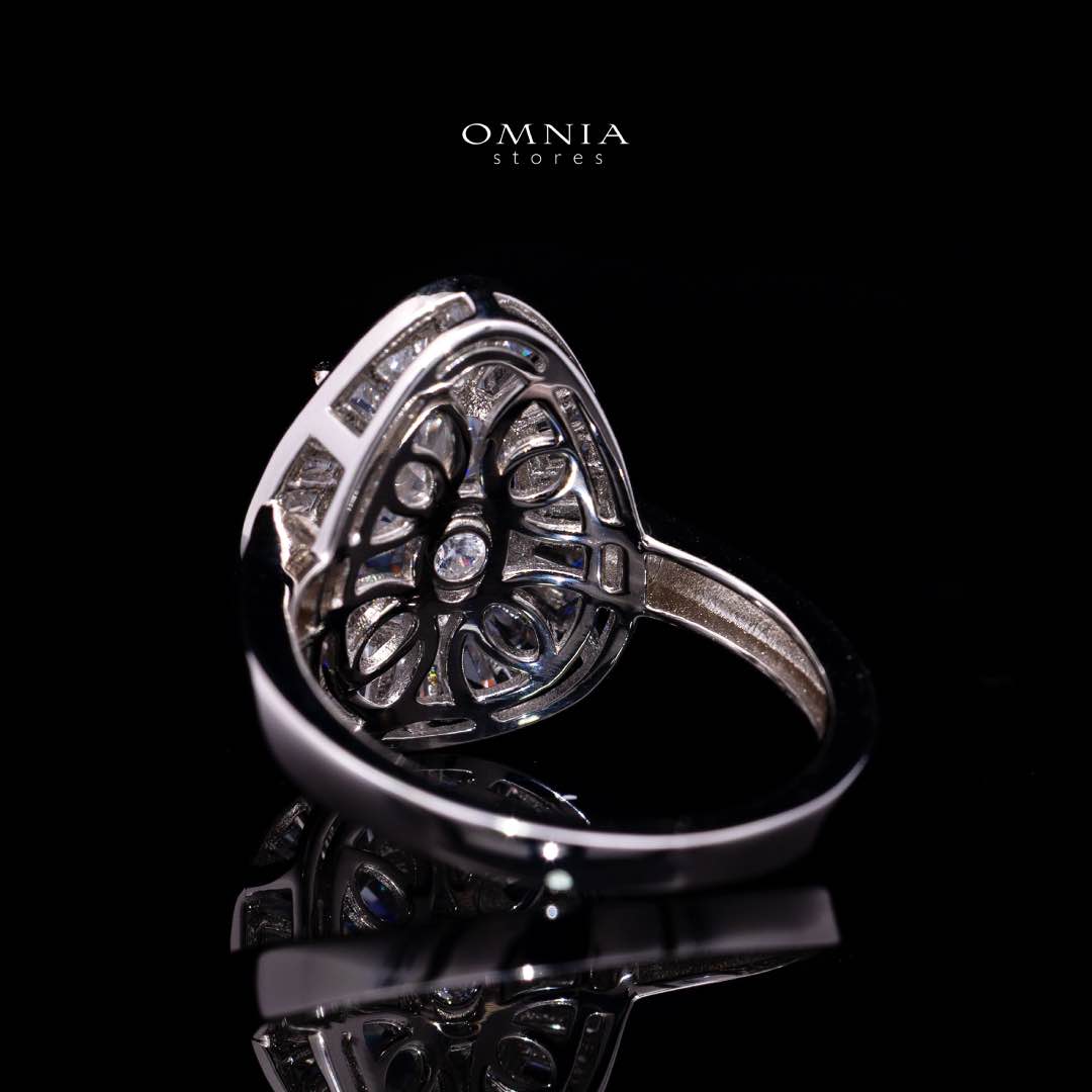 Irene White Pear Ring With High Quality Simulated Diamonds in 925 Silver - OMNIASTORES KSA