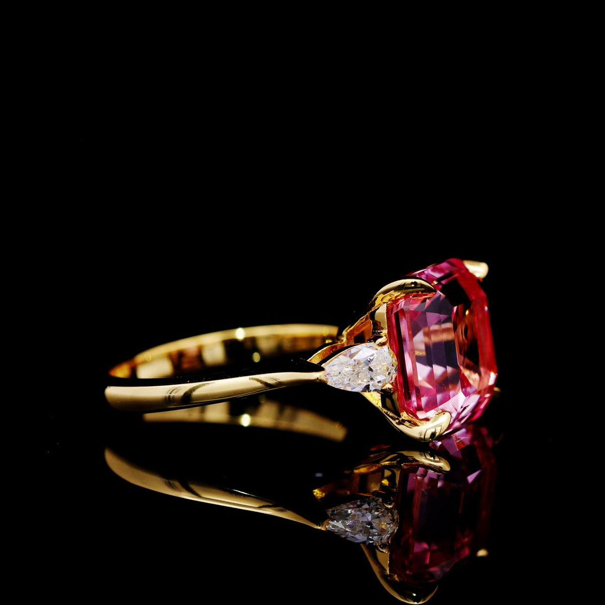 Jalila Pink Gold-Plated Ring with Certificate | High-Quality Simulated Diamonds in 925 Sterling Silver right