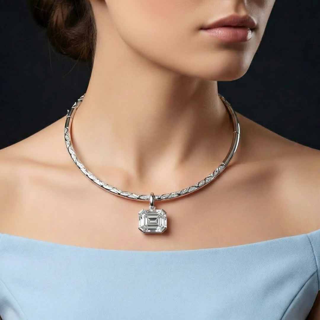Omnia Kouther White Necklace In 925 Silver High Quality Certified Lab Crafted Stones - OMNIASTORES KSA