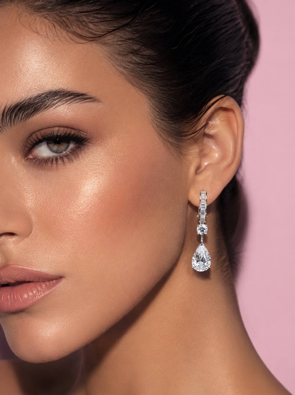 Layanna Pear Cut Drop Earrings With Certified High Quality Premium Stones in 925 Silver - OMNIASTORES KSA
