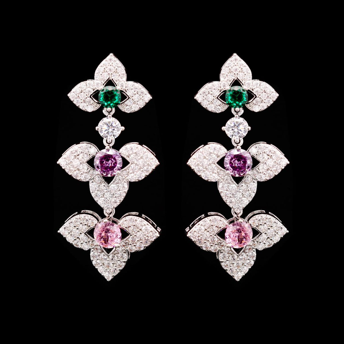 Leanna Multicolor Luxury Bridal Full Set with High-Quality Zircon Stones Premium Rhodium Plating