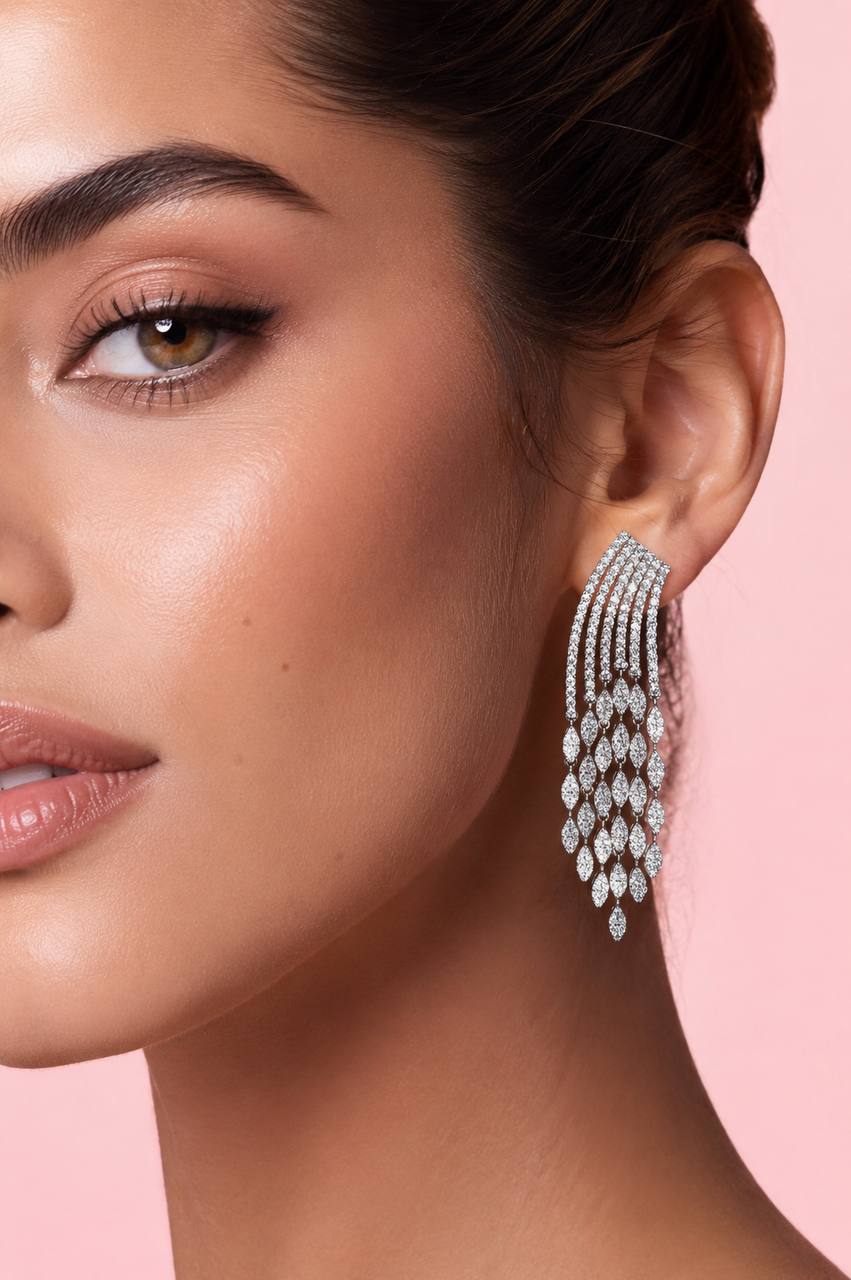 Lexie White Drop Earrings in 925 Silver With High Quality Simulated Diamonds - OMNIASTORES KSA