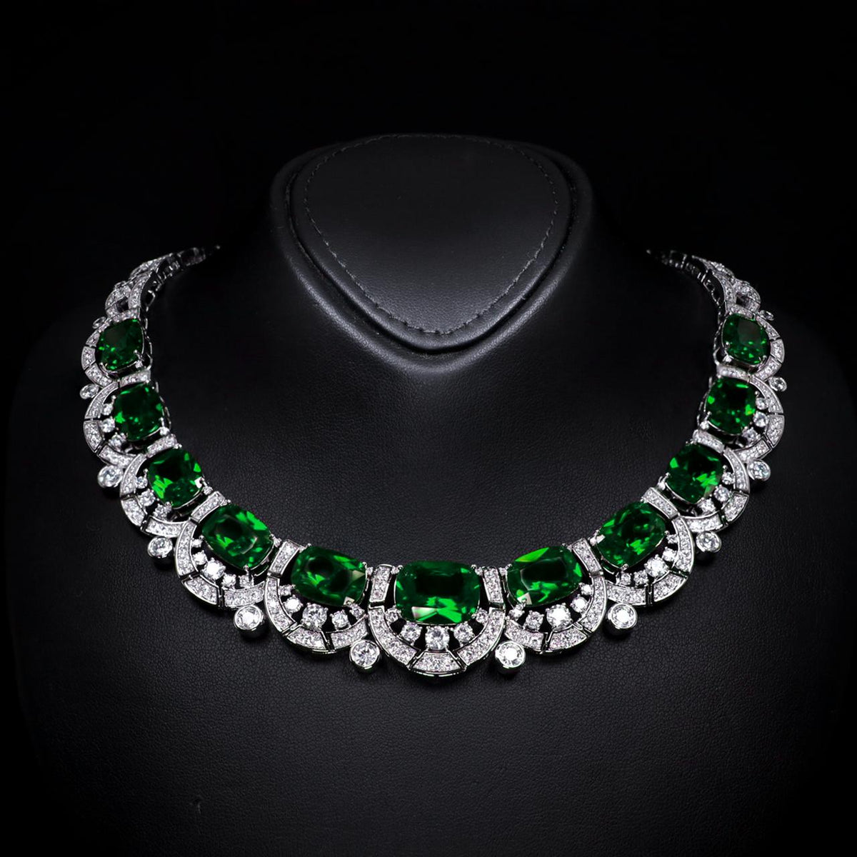 Liah Green Luxury Bridal Necklace with High-Quality Zircon Stones Premium Rhodium Plating