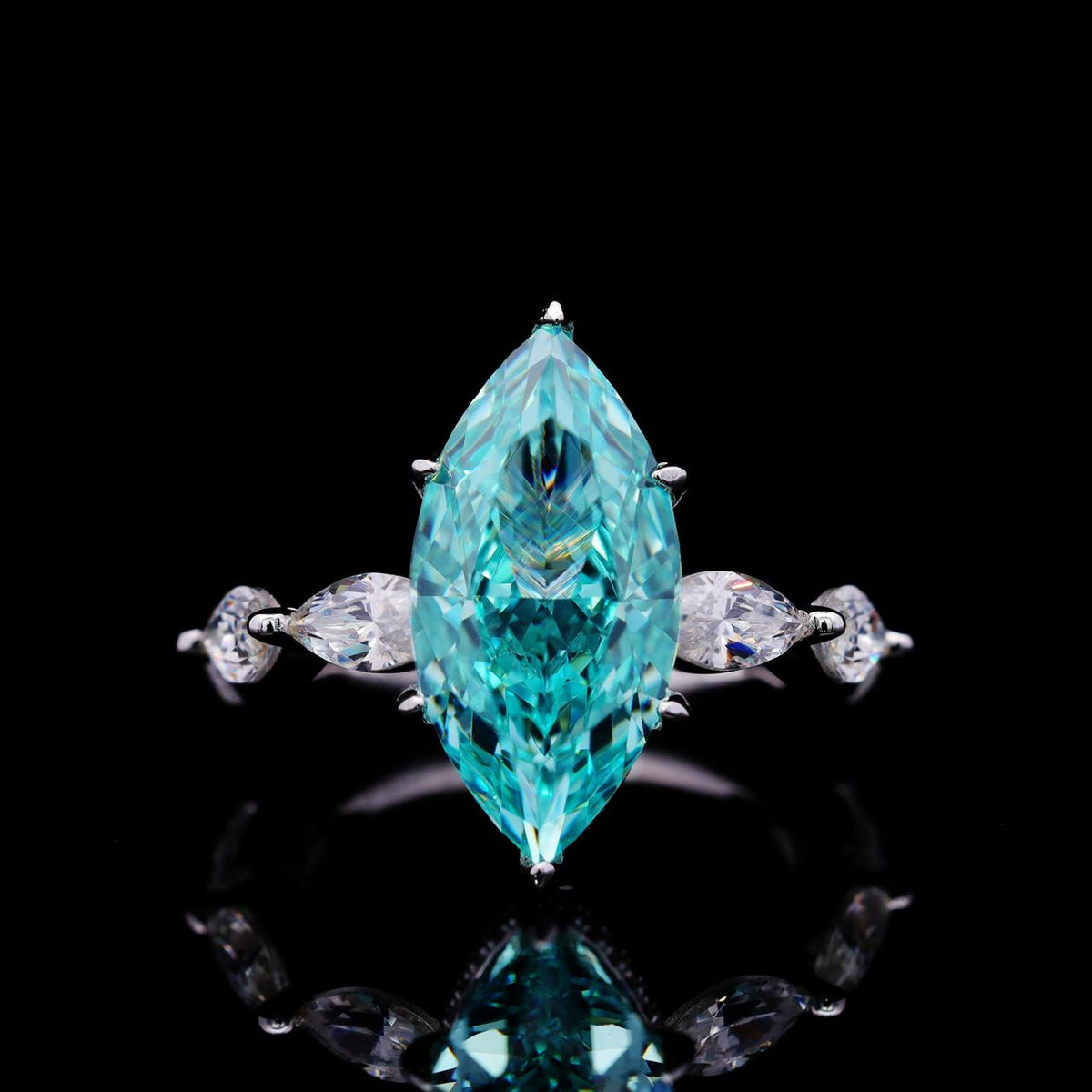 Malena Turquoise Ring with Certificate | High-Quality Simulated Diamonds in 925 Sterling Silver