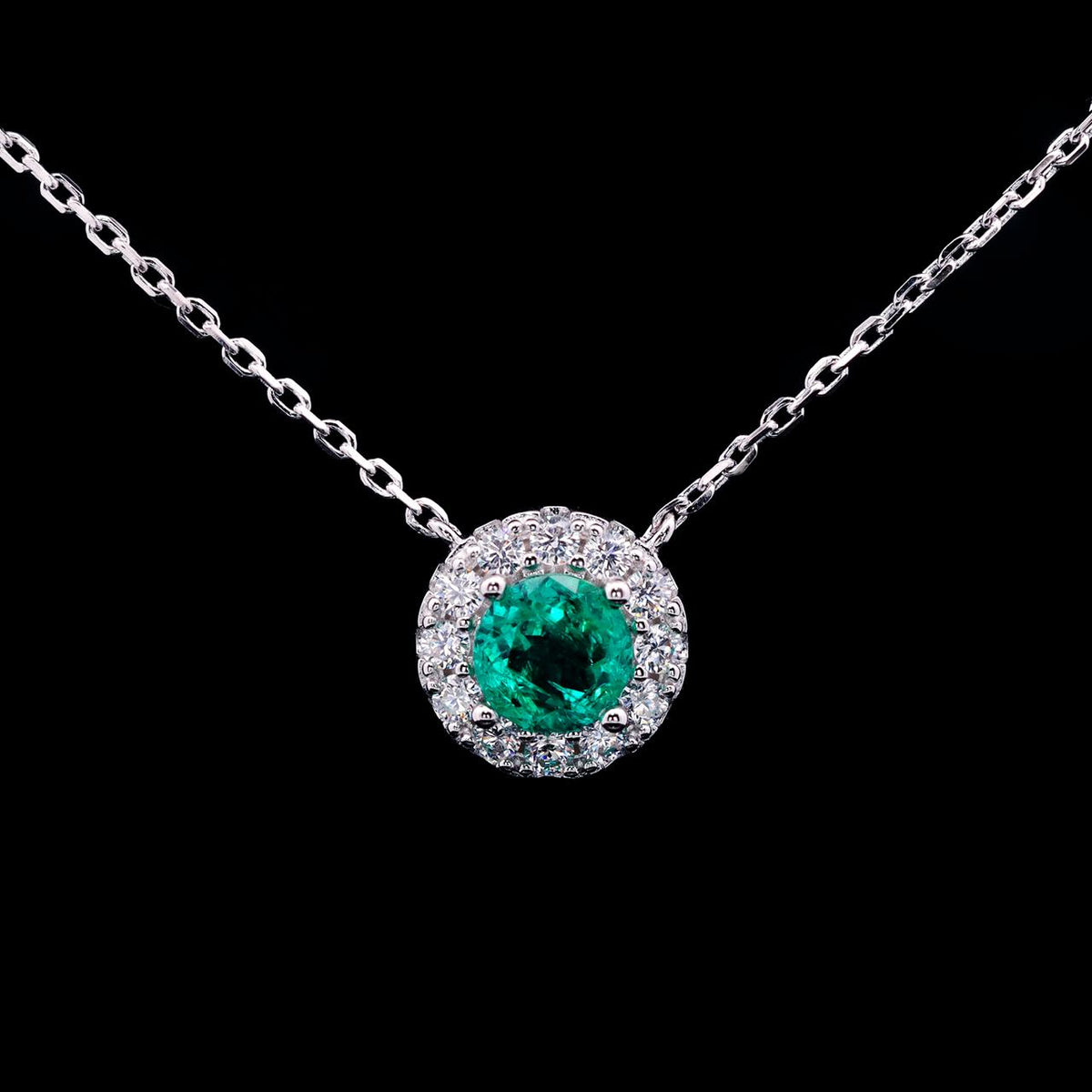 Meera Emerald Green Necklace with Certificate | Lab-Grown Simulated Diamonds in 925 Sterling Silver.