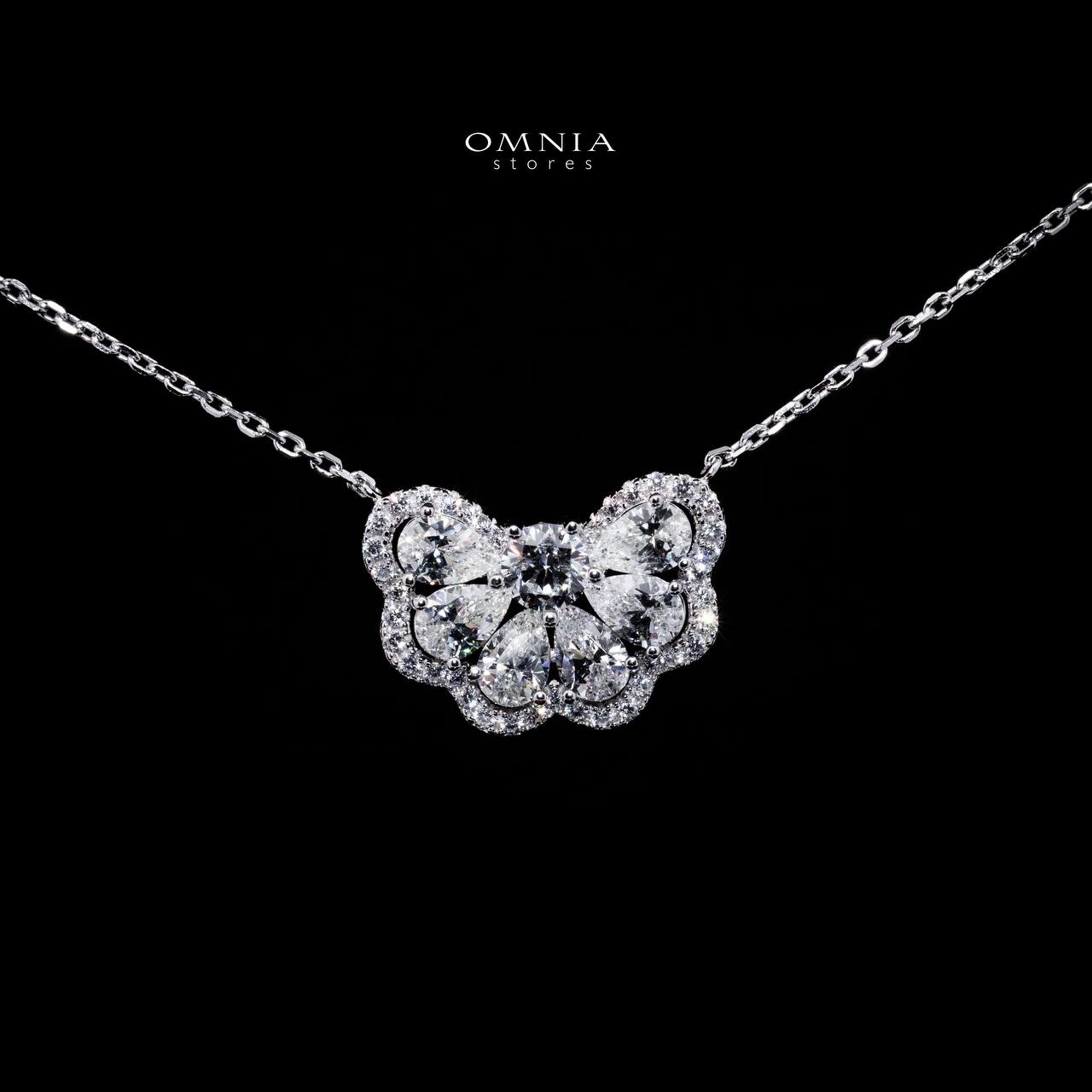 Omnia Minsa White Floral Pendant Necklace With High Quality Certified Lab Crafted Stones In 925 Silver - OMNIASTORES KSA