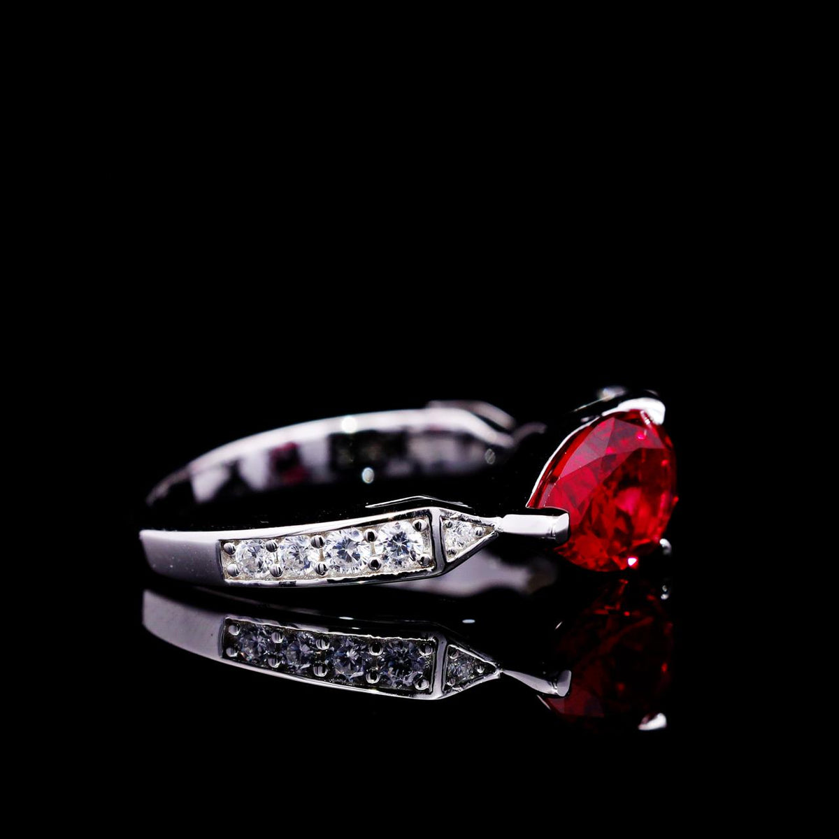Nasma Red and White Ring with Certificate | High-Quality Simulated Diamonds in 925 Sterling Silver right