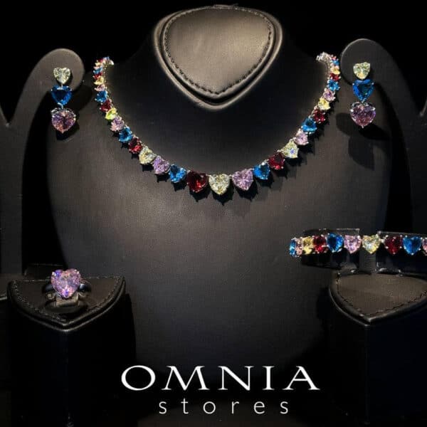 Omnia Donatella Multi Color Bridal Full Set in High Quality Simulated Diamonds - OMNIASTORES UAE