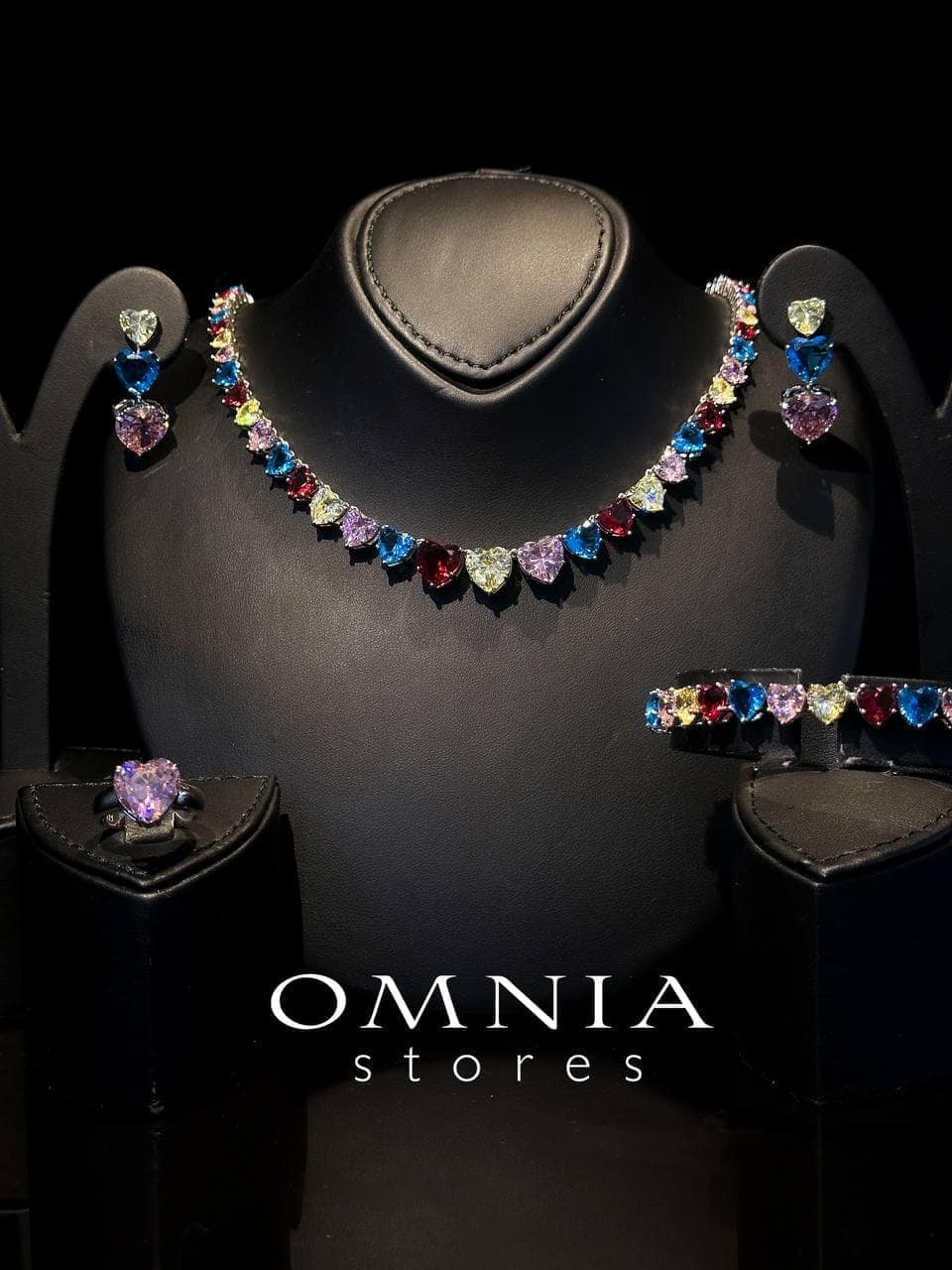 Omnia Donatella Multi Color Bridal Full Set in High Quality Simulated Diamonds - OMNIASTORES UAE