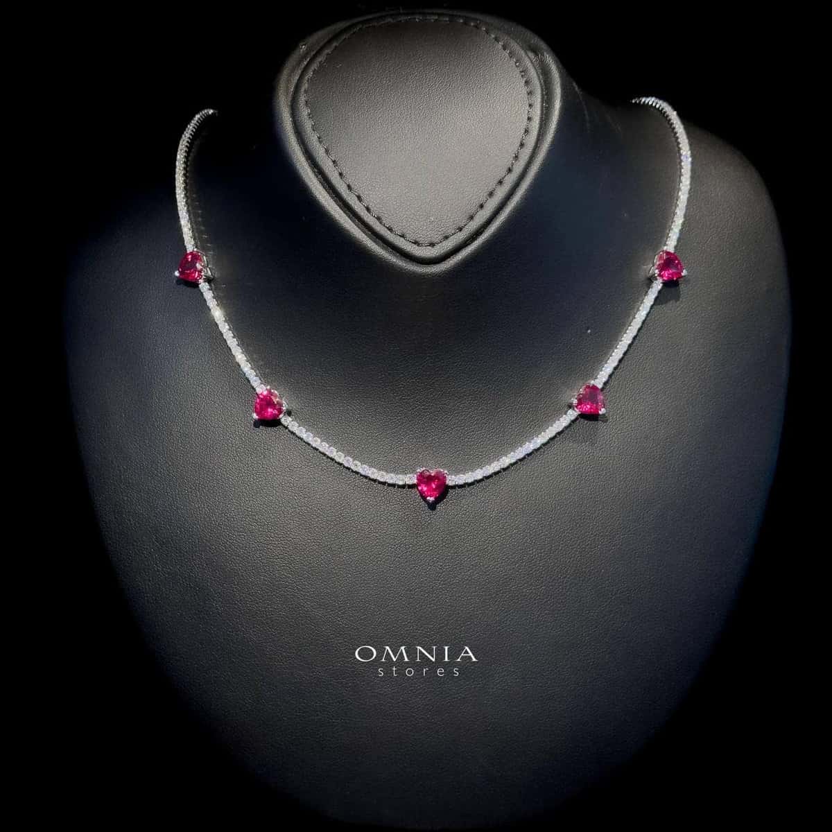 Omnia Louise Red Necklace 92.5 Silver In High Quality Simulated diamonds - OMNIASTORES UAE