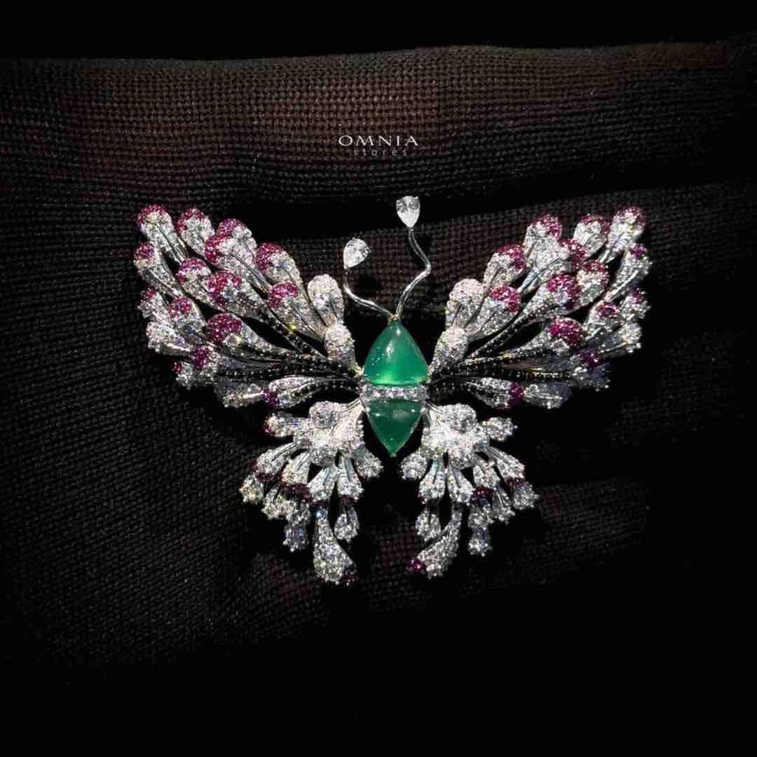 Omnia Omara Butterfly Brooch in 92.5 Pure Silver Tarnish Resistant Plating