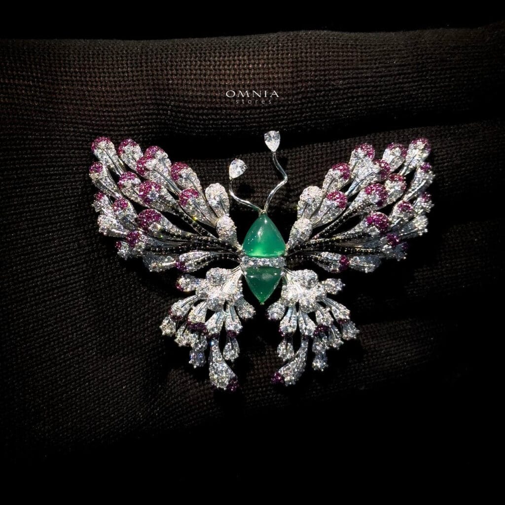 Omnia Omara Butterfly Brooch in 92.5 Pure Silver Tarnish Resistant Plating